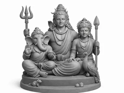 Lord Shiva, Ganesha & Kartikeya(MURUGAN) Statue