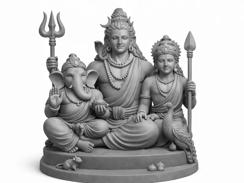 Lord Shiva, Ganesha & Kartikeya(MURUGAN) Statue