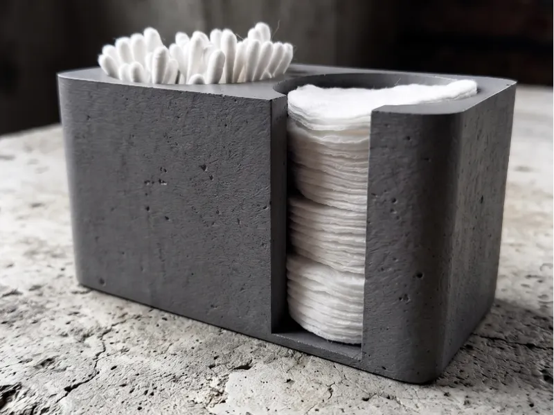 Cotton Pad & Swab Holder (raw concrete texture).