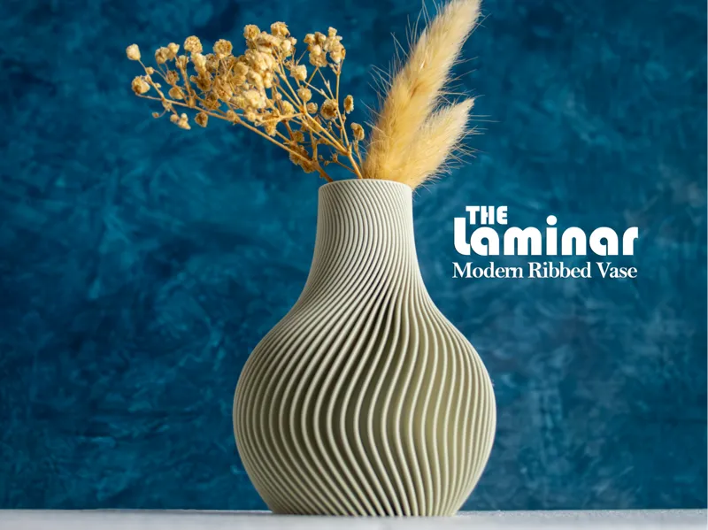 Modern Ribbed Vase for Dried Arrangements 