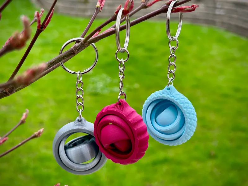 Gyro Fidget Keychain - Smooth, Knurled & Grooved