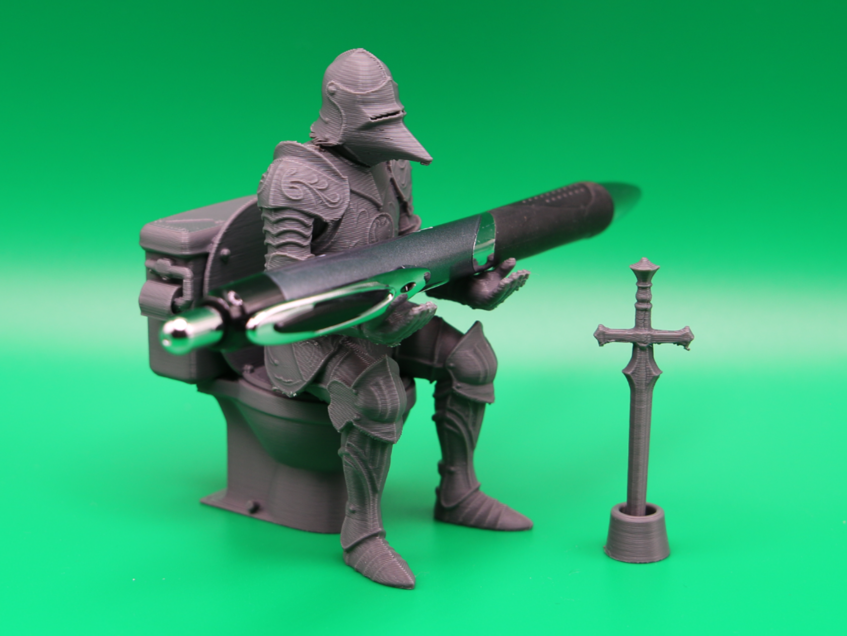 2/6 The Warrior Desk Buddy Knight – On the Toilet