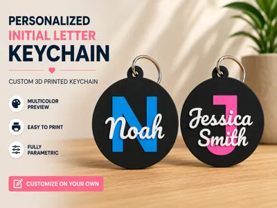Personalized Initial & Name Keychain| Customizable