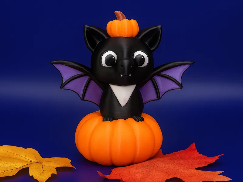 Chauve-souris kawaii sur citrouille