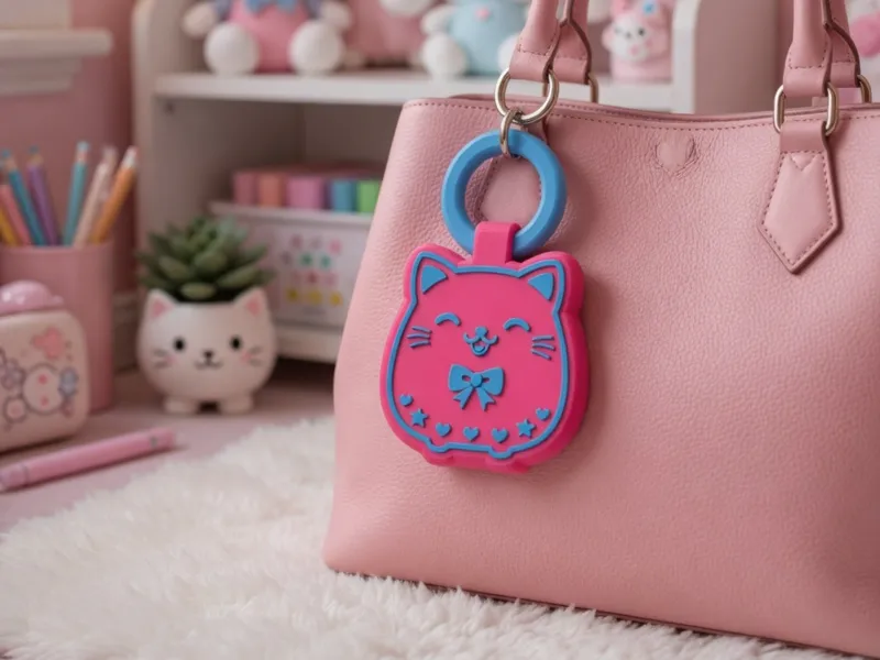 Kawaii Cat Bag Charm Keychain – 3” Purse Accessory