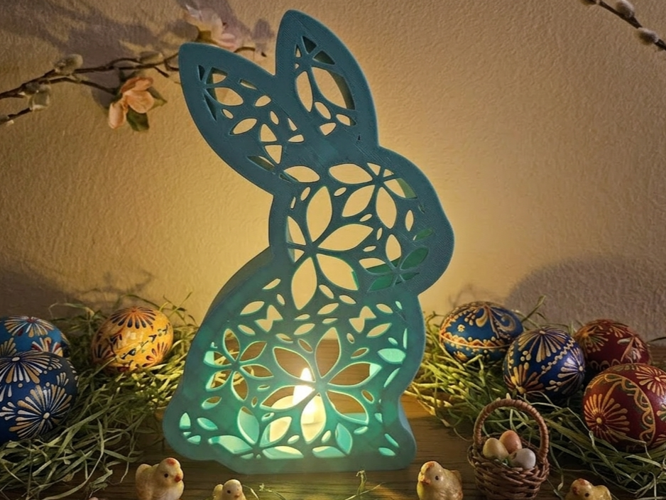 Easter Bunny LED Tealight Lamp – Decorative 3D 