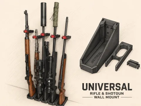 Soporte: Universal Rifle & Shotgun Wall Mount V.1 — referencia de MakerWorld