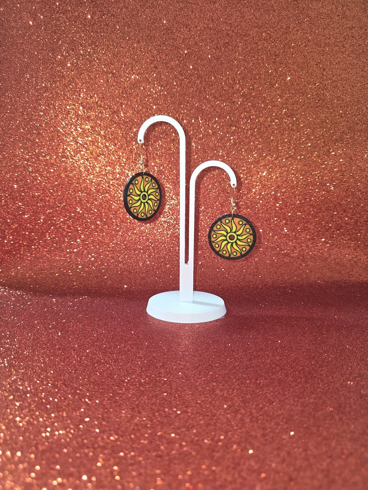 Fiery wheel earrings view 3