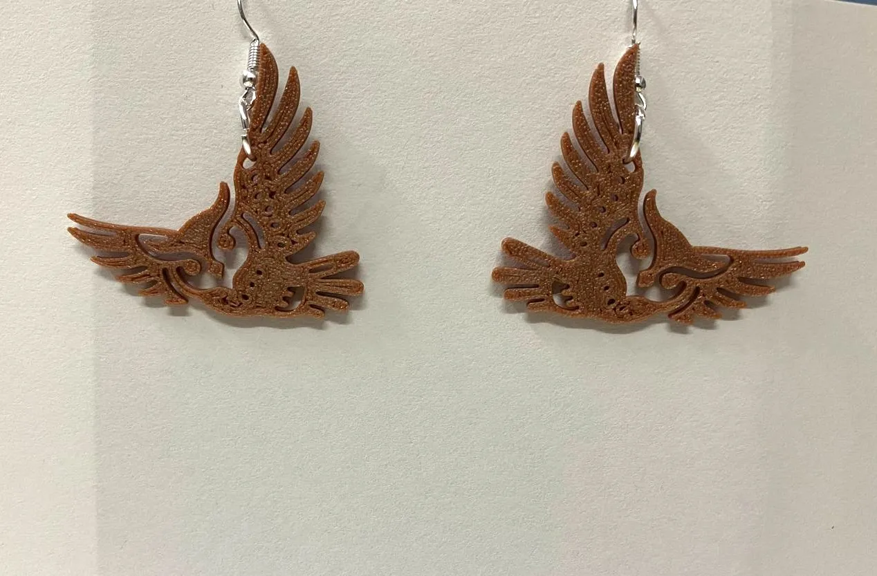 flying owl earrings view 2