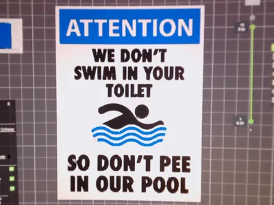 No peeing in the pool sign