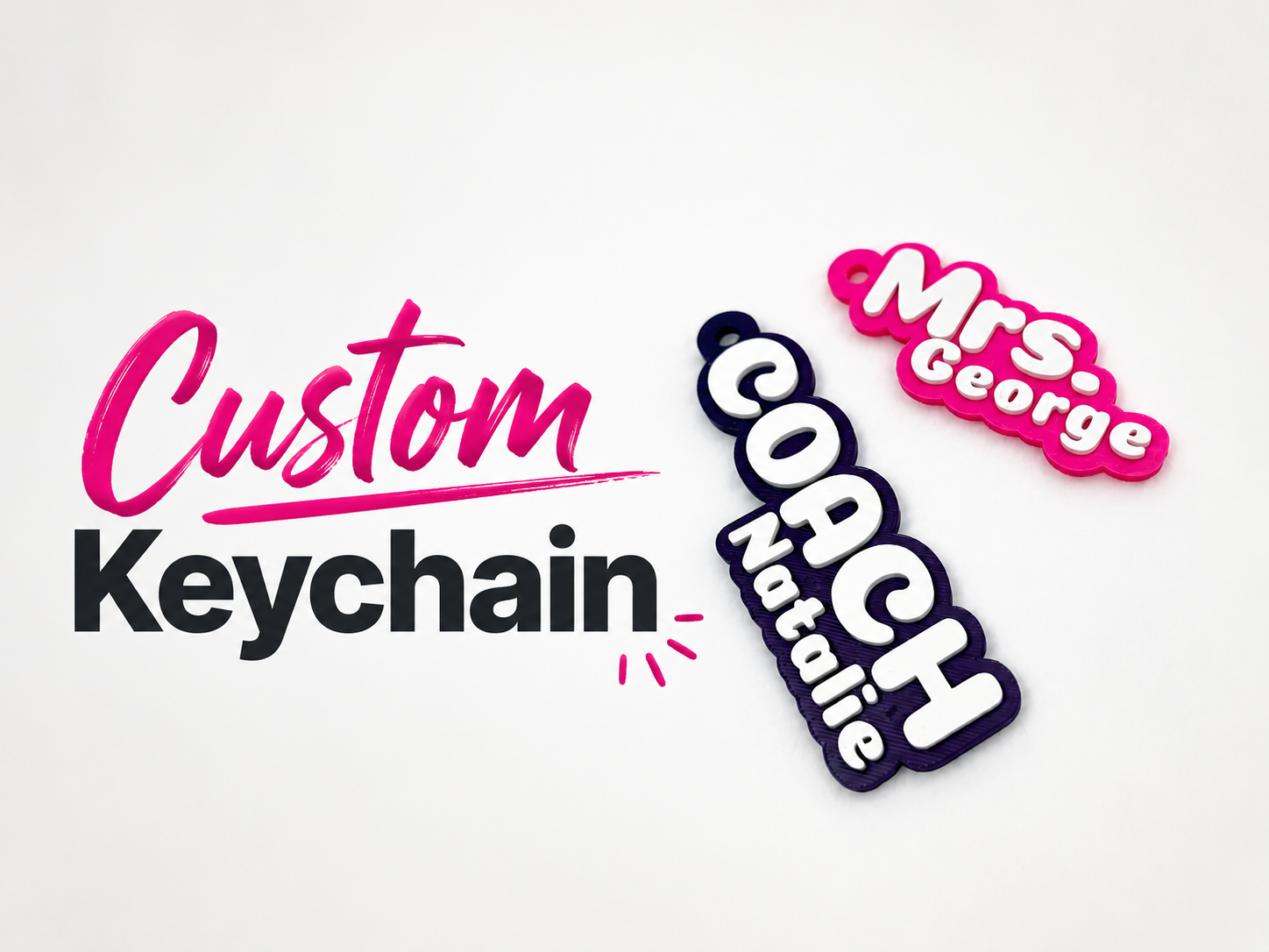 Custom 2 Size Text / Line Keychain