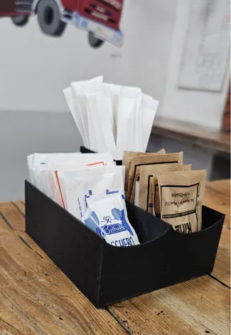 porta bustine zucchero e bastoncini  per caffè
