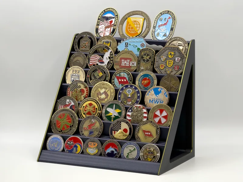 Tall Challenge Coin Display Stand, up to 48 coins