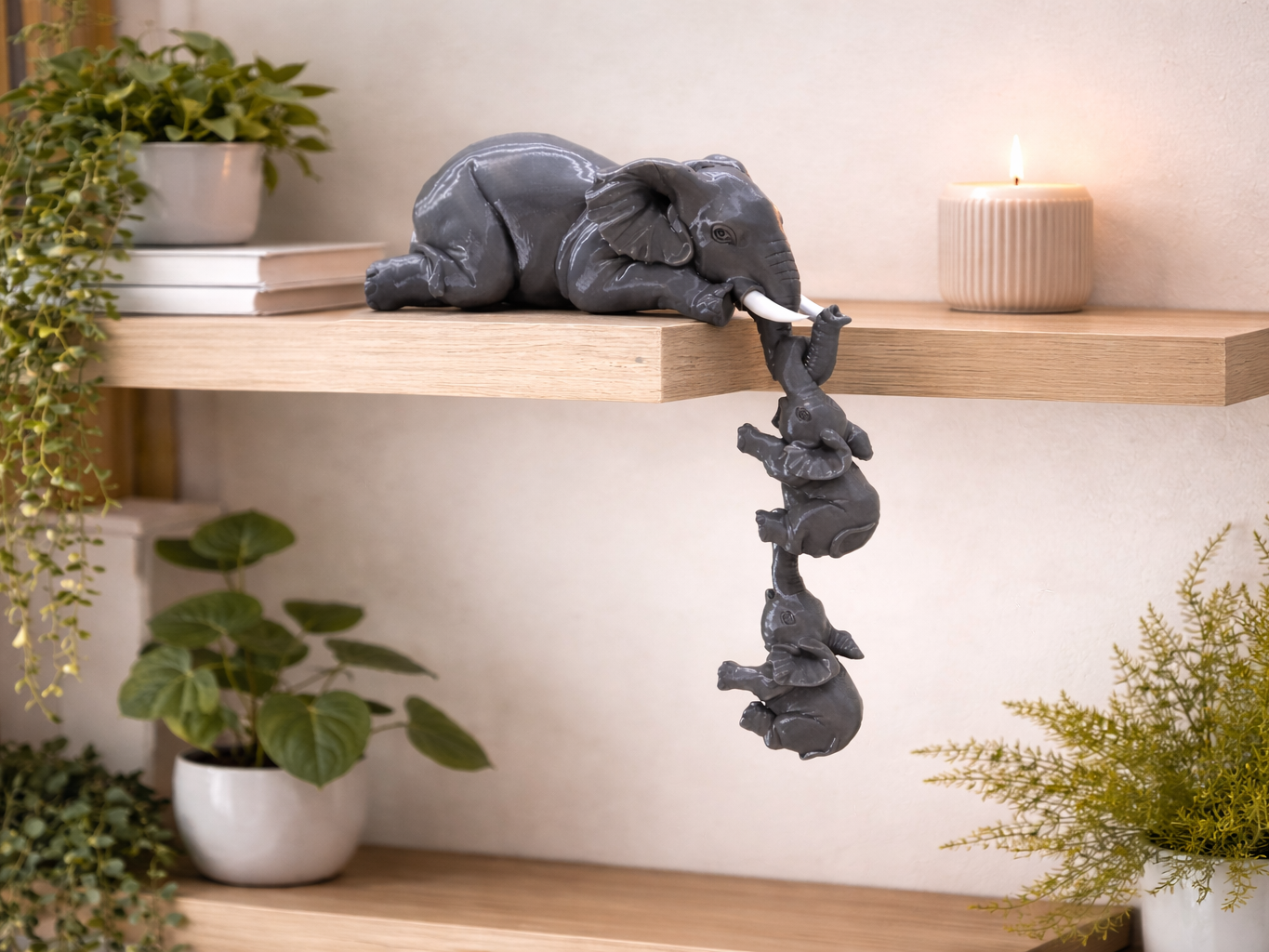Hanging Elephant Family – Shelf Decor