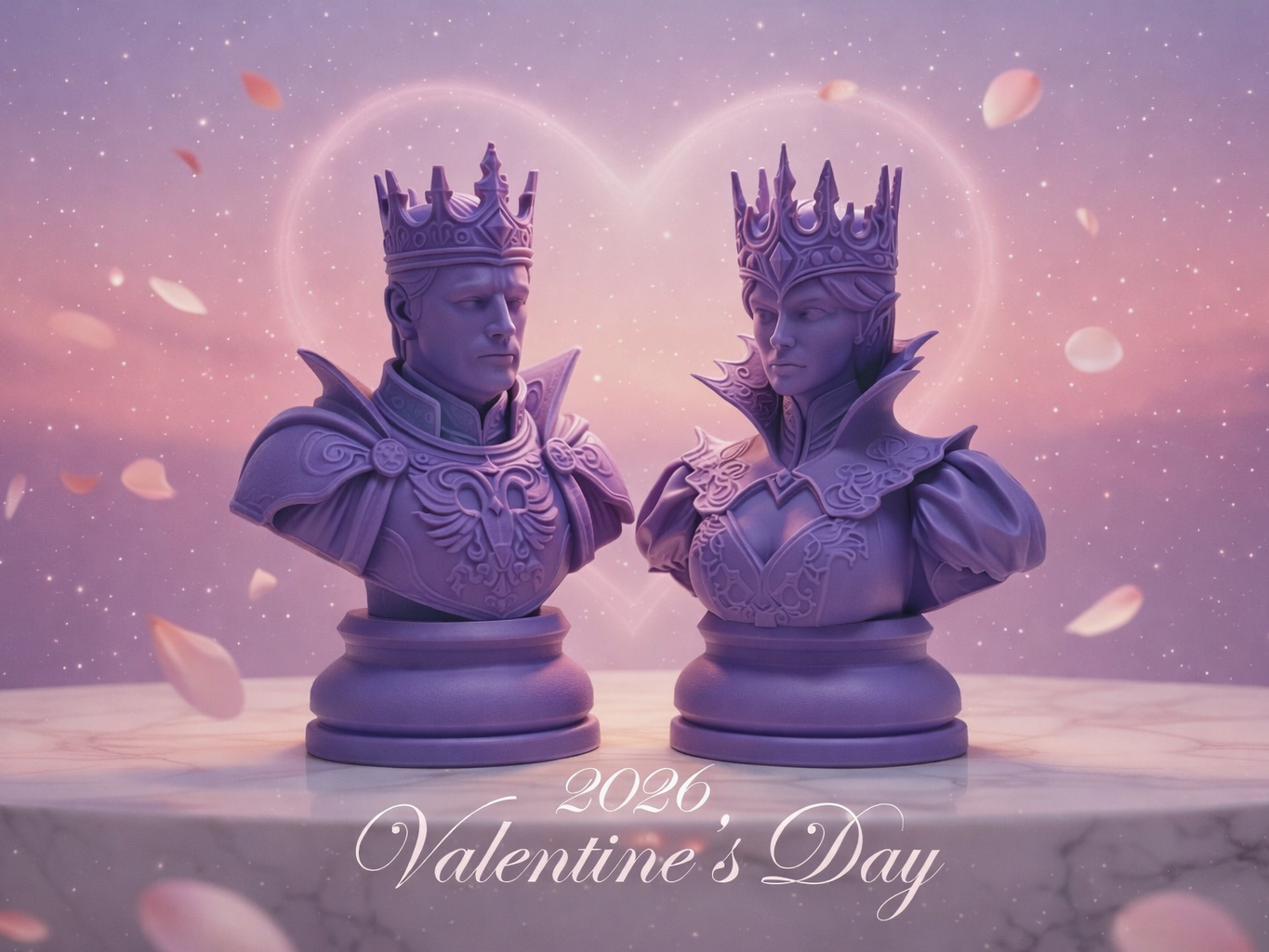 King & Queen Chess Busts Valentine's Day Edition