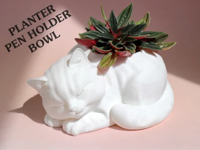 Sleeping Cat Planter / Pen Holder
