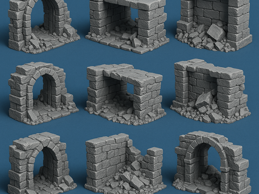 Dungeon Ruined Wall Sections