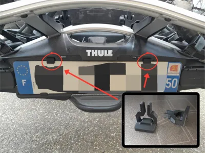 Thule bike rack license plate attachment clips