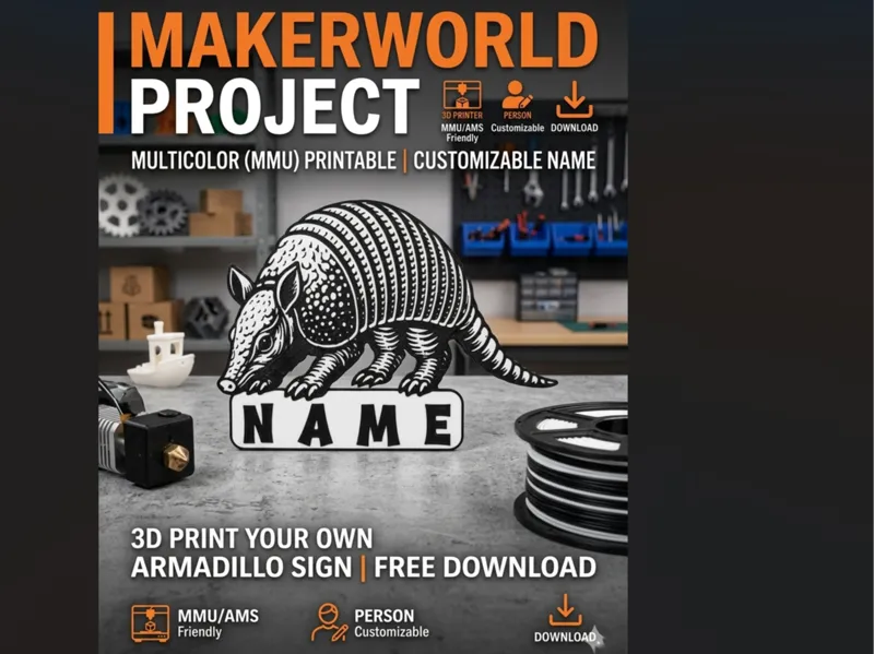 Cartel Artístico de Armadillo Personalizable 