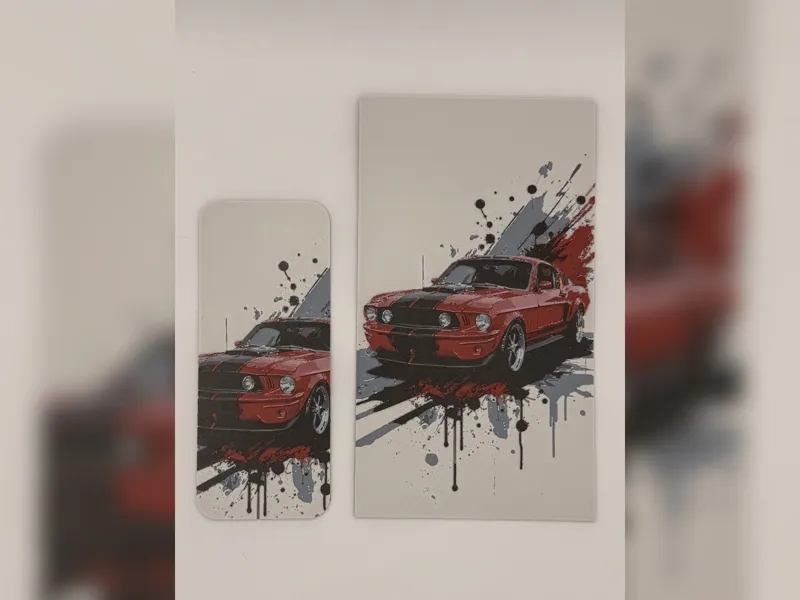 Red Fastback Mustang HueForge Poster
