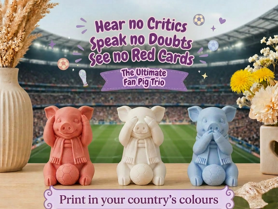 Pig Football Soccer Fan No Evil Trio