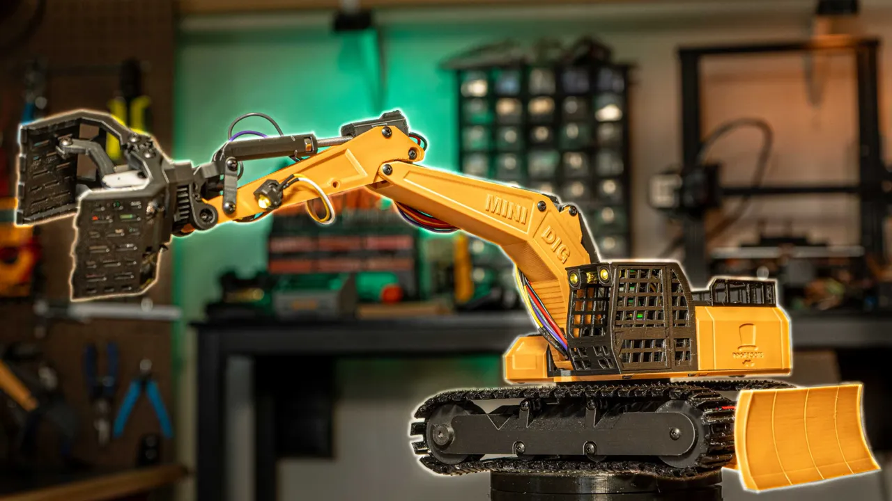 3D Printed RC Excavator view 3