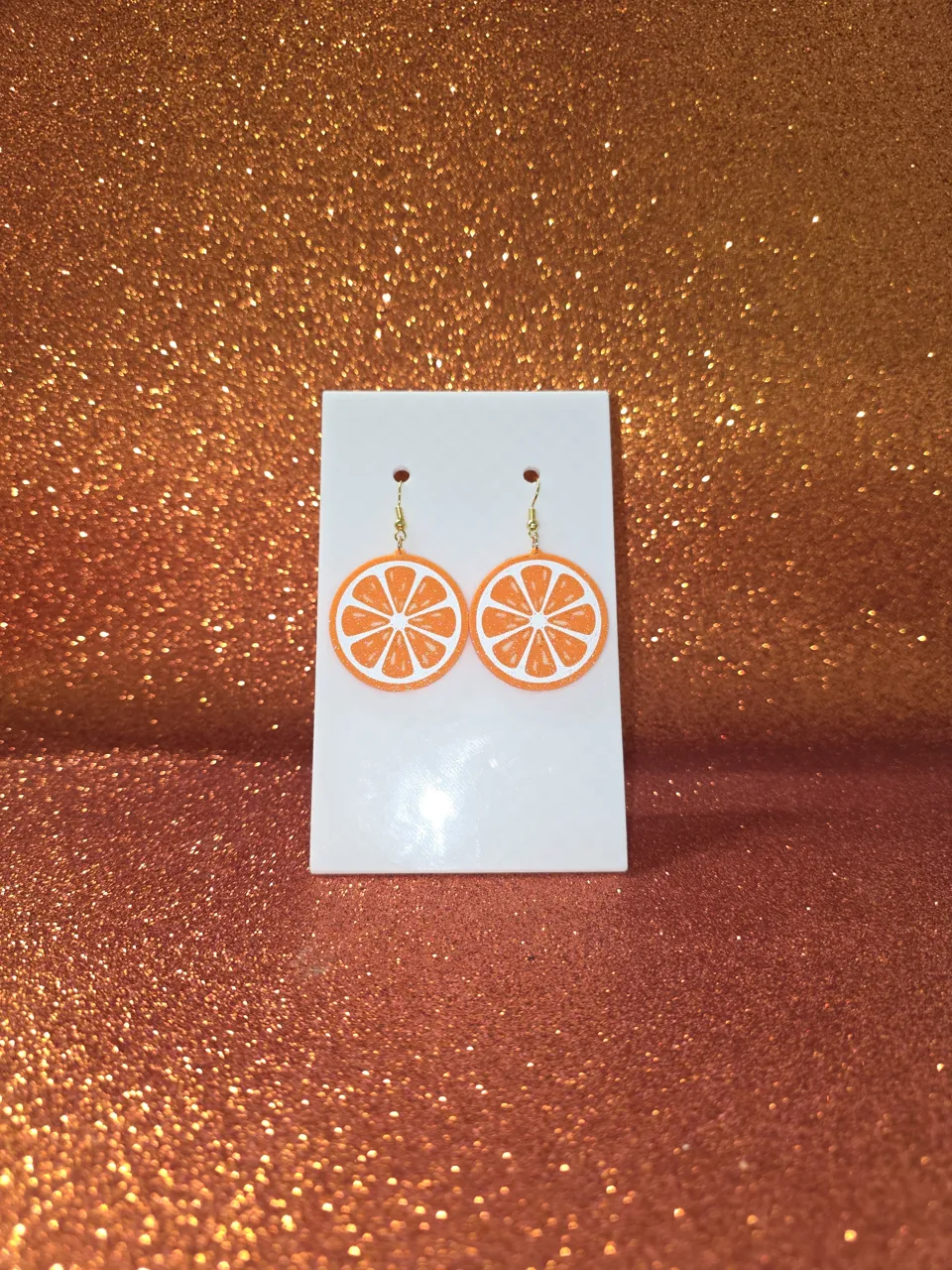 Orange earrings view 2