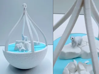 Hanging Christmas Ornament with Polar Bear Scene