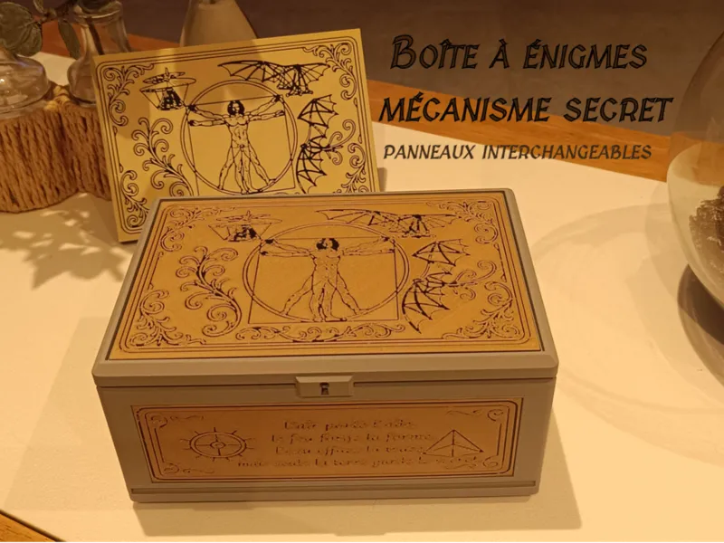 Boîte à énigmes – panneaux interchangeables