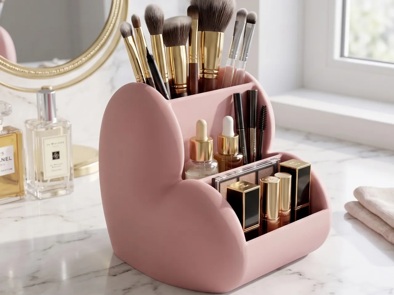 Lovely Heart-Shaped Makeup & Desk Organizer view 2
