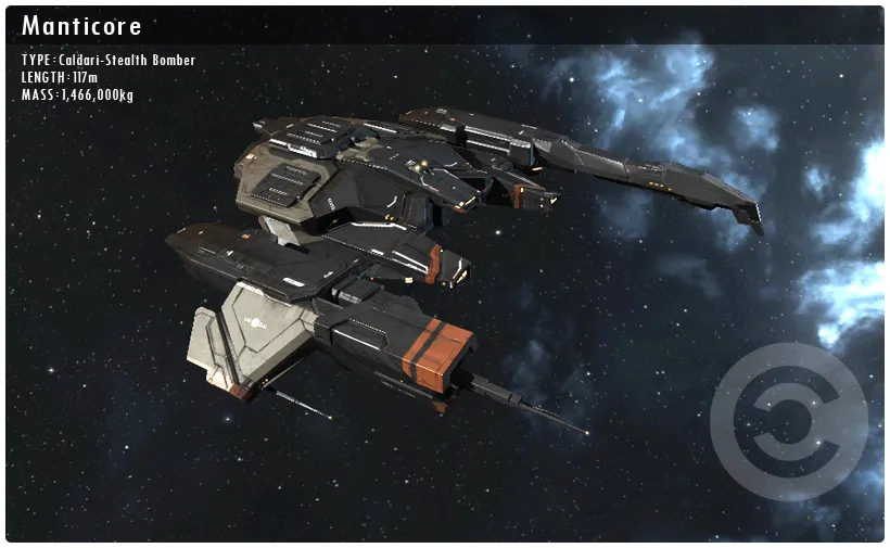 3D-Printed EVE Online Manticore Bomber with Stand by