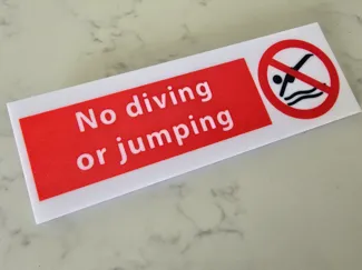 No Diving or Jumping Sign