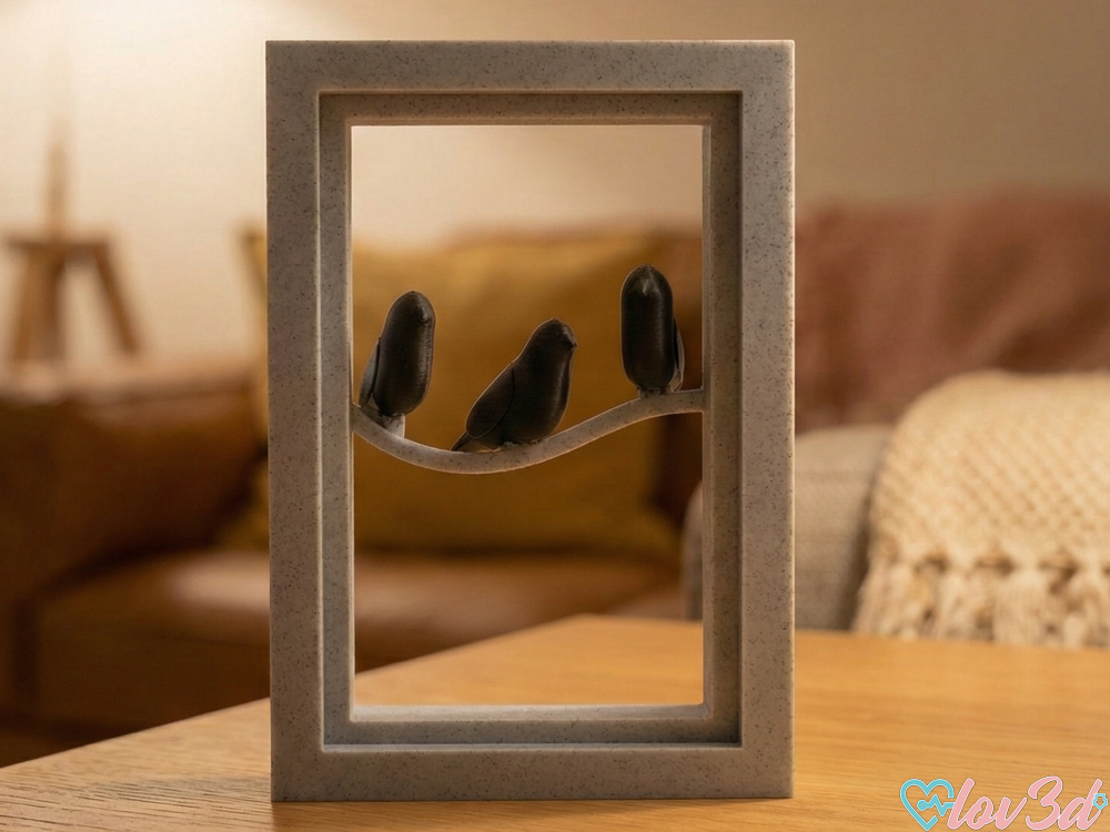 Minimalist Framed Birds on a Wire Decor