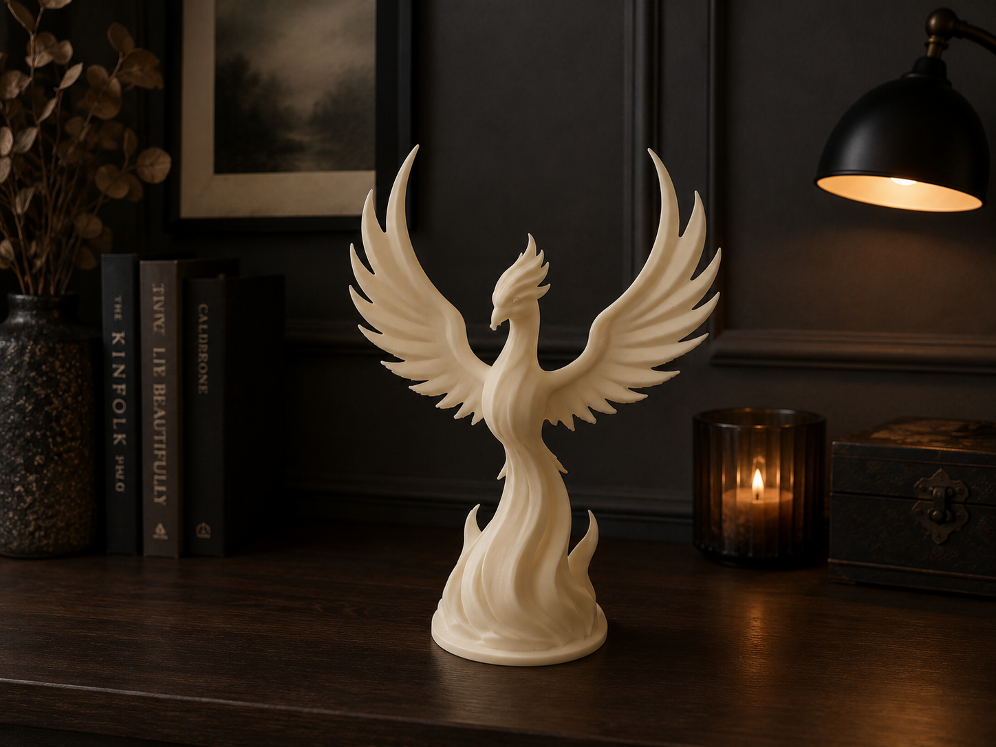 Phoenix Rising Sculpture – Elegant Mythical Bird 
