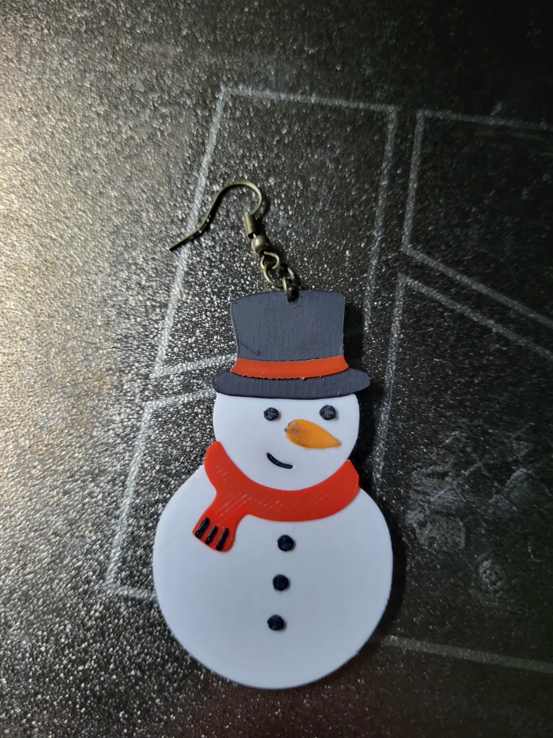 snowman earring christmas view 3
