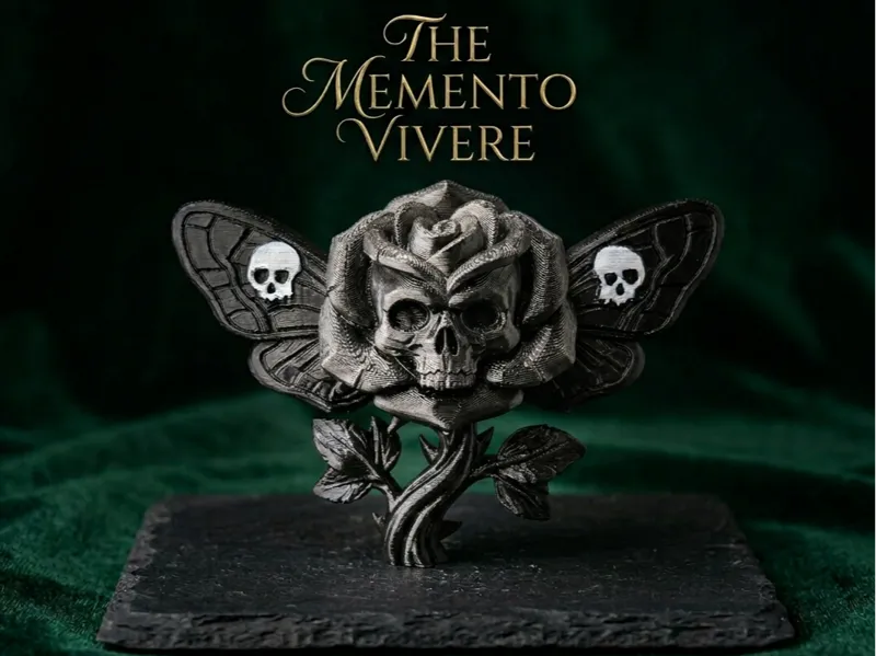 Lovers Rose Skull Death Moth Sculpture