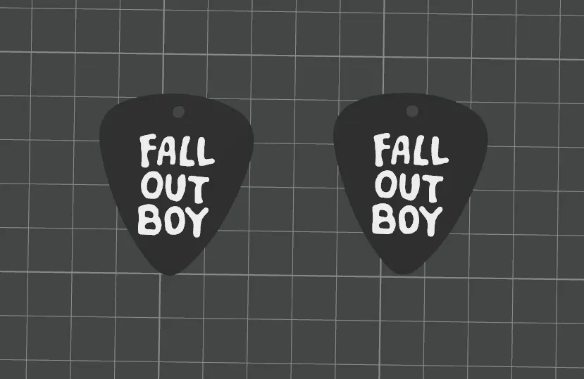 Fall Out Boy guitarpick earrings view 2