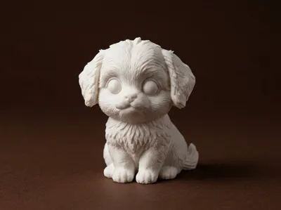 Cute Fluffy Puppy Dog Figurine