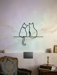 Déco murale duo de chats minimaliste — photo 2