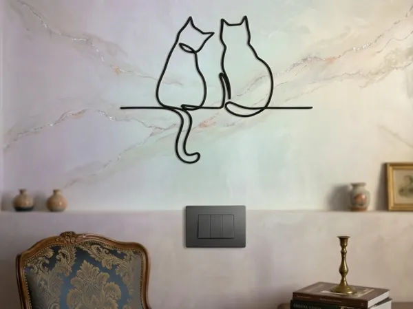 Déco murale duo de chats minimaliste