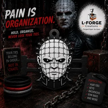 Accesorio para sujetar ligas de cabello: Pinhead Horror Hair Tie Holder Keychain — vista de referencia 3