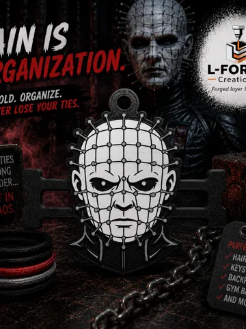 Accesorio para sujetar ligas de cabello: Pinhead Horror Hair Tie Holder Keychain — vista de referencia 2