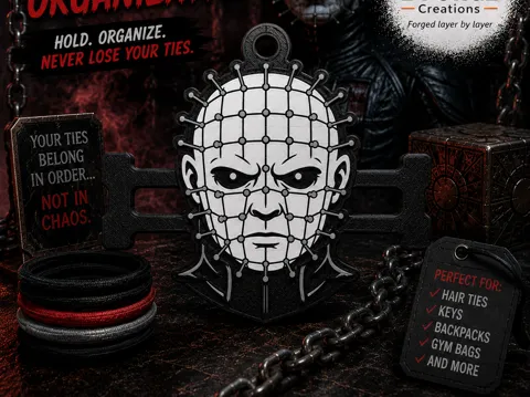 Accesorio para sujetar ligas de cabello: Pinhead Horror Hair Tie Holder Keychain — referencia de MakerWorld