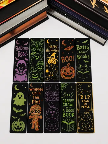 Accesorio de lectura: Halloween Bookmarks 10 Pack ~ Spooky Bookmark Set — vista de referencia 2