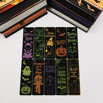 Accesorio de lectura: Halloween Bookmarks 10 Pack ~ Spooky Bookmark Set — vista de referencia 3