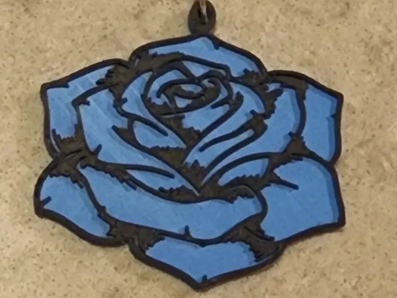 Ado Blue Rose Keychain - 2 Sides