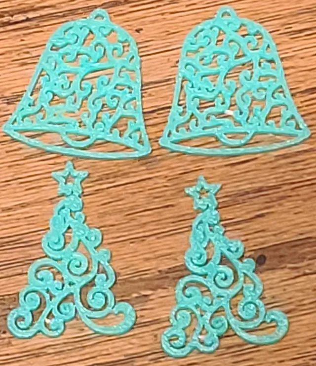 Fancy Christmas Bell & Tree Earrings