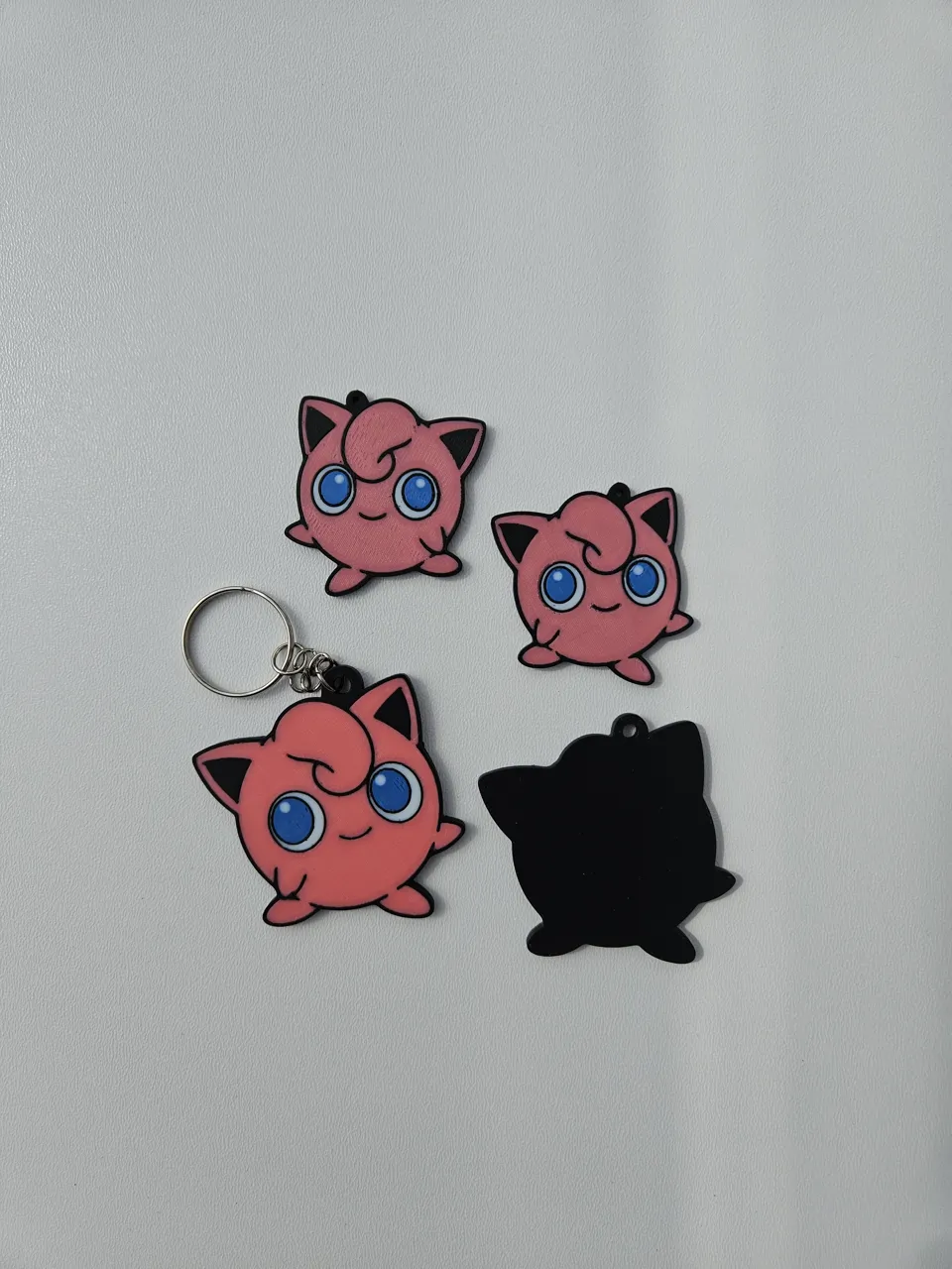 Jigglypuff Earrings and keychain view 2