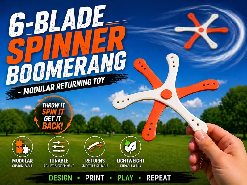 6-Blade Spinner Boomerang – Modular Returning Toy