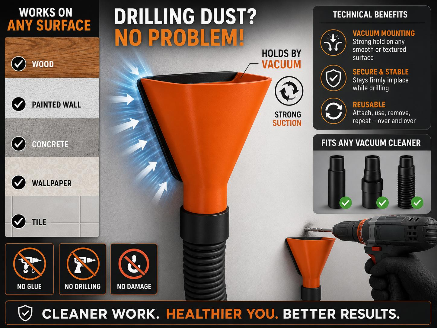 Dust Extraction - Hands-Free Vacuum Funnel